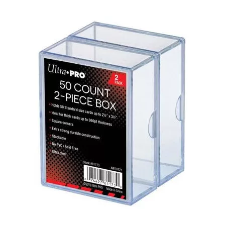 UP - 2-Piece Storage Box - for 50 Cards - Clear (2 Boxes)-81173