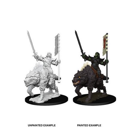 Pathfinder Battles Deep Cuts Unpainted Miniatures - Orc on Dire Wolf-WZK73547