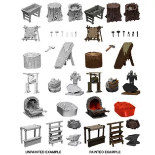Wizkids Deep Cuts Unpainted Miniatures: Townspeople & Accessories-73698
