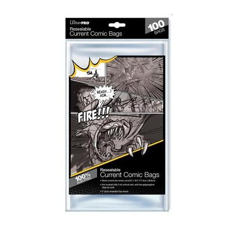 UP - Comic Bags - Current Size Re-Sealable (100 Bags)-82225