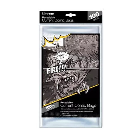 UP - Comic Bags - Current Size Re-Sealable (100 Bags)-82225