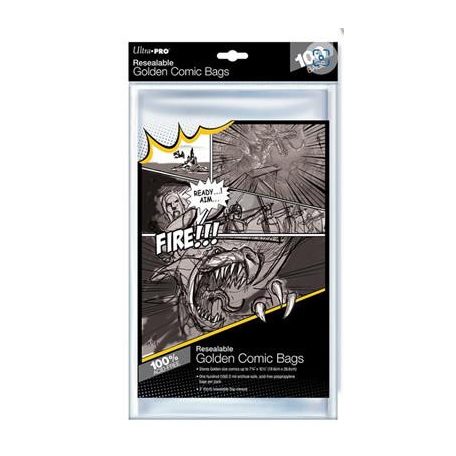 UP - Comic Bags - Golden Size Re-Sealable (100 Bags)-82228