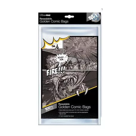 UP - Comic Bags - Golden Size Re-Sealable (100 Bags)-82228