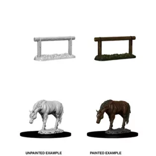 Wizkids Deep Cuts Unpainted Miniatures: Horse & Hitch-73862