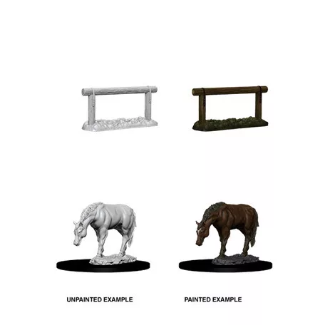 Wizkids Deep Cuts Unpainted Miniatures: Horse & Hitch-73862