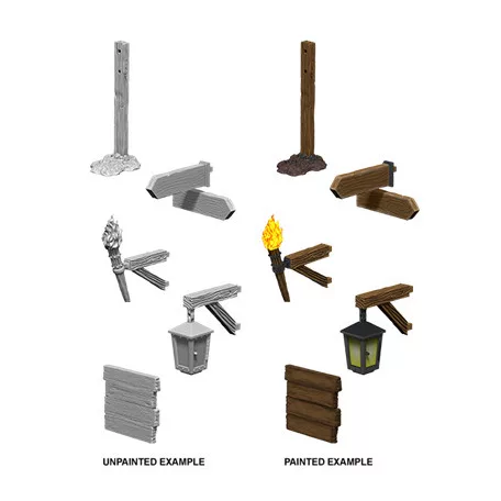 Wizkids Deep Cuts Unpainted Miniatures: Signs & lights-73869