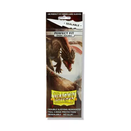 Dragon Shield Standard Perfect Fit Sealable Sleeves - Smoke (100 Sleeves)-AT-13223