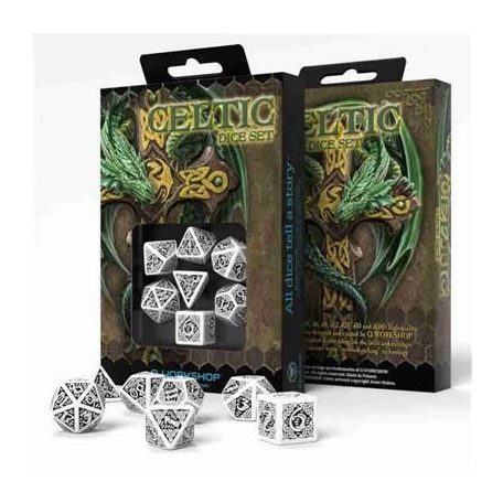 Celtic 3D Revised Black & white Dice Set-SCER01