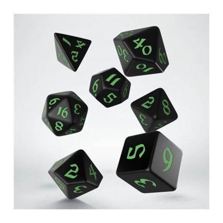 Classic Runic Black & green Dice Set (7)-SCLR02