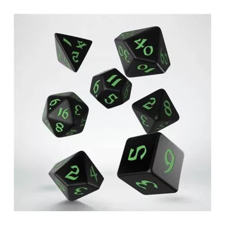 Classic Runic Black & green Dice Set (7)-SCLR02