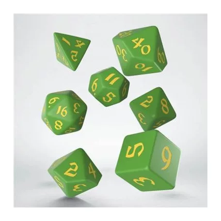 Classic Runic Green & yellow Dice Set (7)-SCLR12