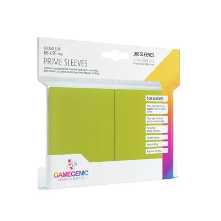 Gamegenic - Prime Sleeves Lime (100 Sleeves)-GGS10022ML