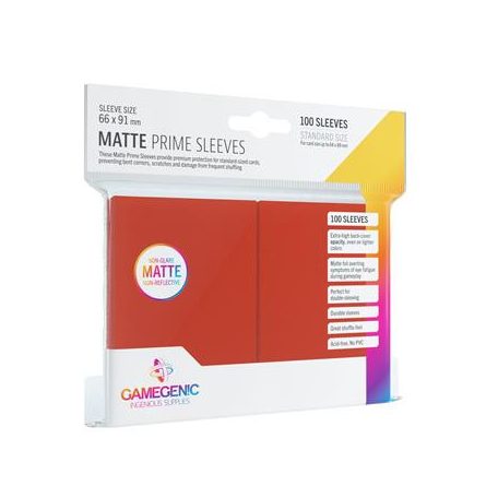 Gamegenic - Matte Prime Sleeves Red (100 Sleeves)-GGS10027ML