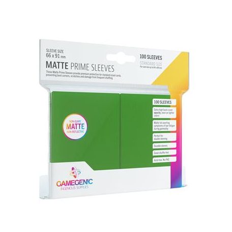 Gamegenic - Matte Prime Sleeves Green (100 Sleeves)-GGS10031ML