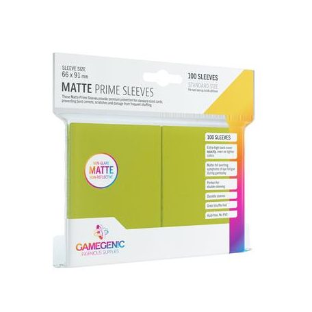 Gamegenic - Matte Prime Sleeves Lime (100 Sleeves)-GGS10034ML