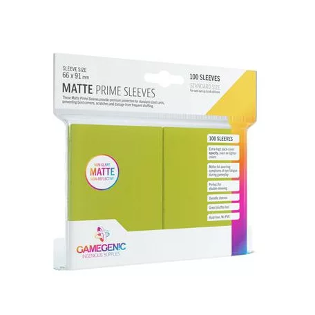 Gamegenic - Matte Prime Sleeves Lime (100 Sleeves)-GGS10034ML