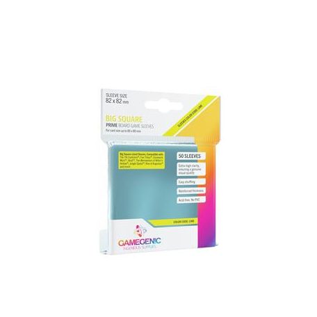 Gamegenic - PRIME Big Square-Sized Sleeves 82 x 82 mm - Clear (50 Sleeves)-GGS10045ML