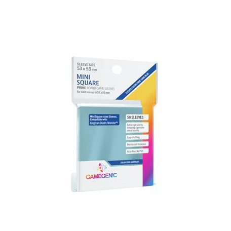 Gamegenic - PRIME Mini Square-Sized Sleeves 53 x 53 mm - Clear (50 Sleeves)-GGS10047ML