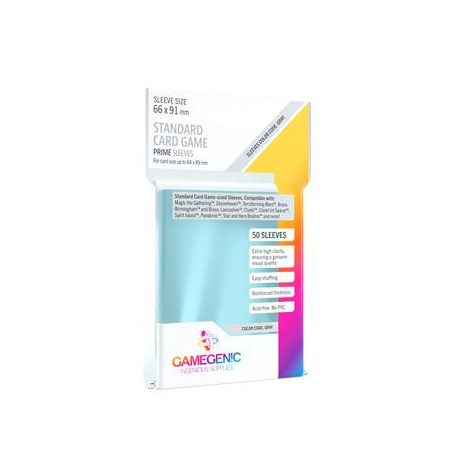 Gamegenic - PRIME Standard Card Game Sleeves 66 x 91 mm - Clear (50 Sleeves)-GGS10048ML