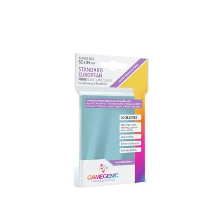 Gamegenic - PRIME Standard European-Sized Sleeves 62 x 94 mm - Clear (50 Sleeves)-GGS10049ML
