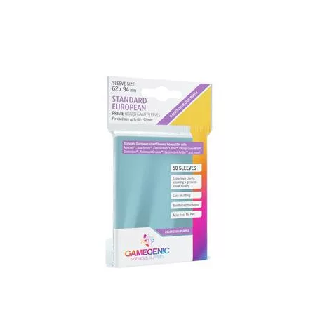 Gamegenic - PRIME Standard European-Sized Sleeves 62 x 94 mm - Clear (50 Sleeves)-GGS10049ML