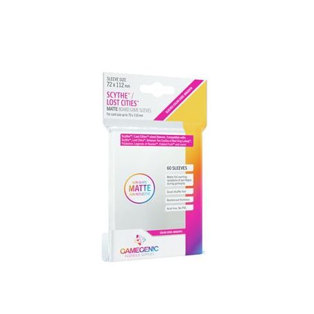 Gamegenic - MATTE Scythe and/or Lost Cities Sleeves 72 x 112 mm - Clear (60 Sleeves)-GGS10058ML