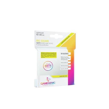 Gamegenic - MATTE Big Square-Sized Sleeves 82 x 82 mm - Clear (50 Sleeves)-GGS10060ML