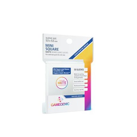 Gamegenic - MATTE Mini Square-Sized Sleeves 53 x 53 mm - Clear (50 Sleeves)-GGS10062ML