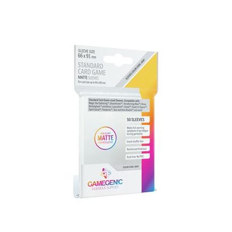 Gamegenic - MATTE Standard Card Game Sleeves 66 x 91 mm - Clear (50 Sleeves)-GGS10063ML