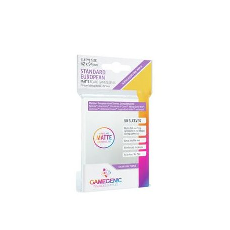 Gamegenic - MATTE Standard European-Sized Sleeves 62 x 94 mm - Clear (50 Sleeves)-GGS10064ML