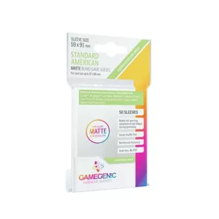 Gamegenic - MATTE Standard American-Sized Boardgame Sleeves 59 x 91 mm - Clear (50 Sleeves)-GGS10066ML