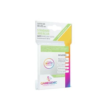 Gamegenic - MATTE Standard American-Sized Boardgame Sleeves 59 x 91 mm - Clear (50 Sleeves)-GGS10066ML