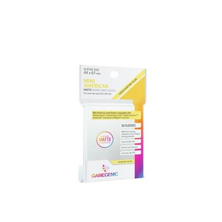 Gamegenic - MATTE Mini American-Sized Boardgame Sleeves 44 x 67 mm - Clear (50 Sleeves)-GGS10067ML