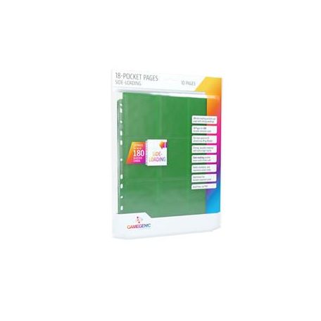 Gamegenic - Sideloading 18-Pocket Pages 10 pcs pack Green-GGS30005ML