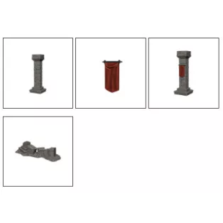 Wizkids Deep Cuts Unpainted Miniatures: Pillars & Banners-90046
