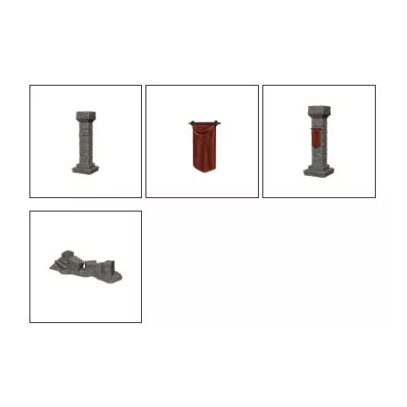 Wizkids Deep Cuts Unpainted Miniatures: Pillars & Banners-90046