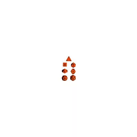 Chessex Opaque Polyhedral 7-Die Sets - Orange w/black-25403
