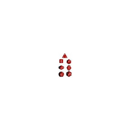 Chessex Opaque Polyhedral 7-Die Sets - Red w/white-25404