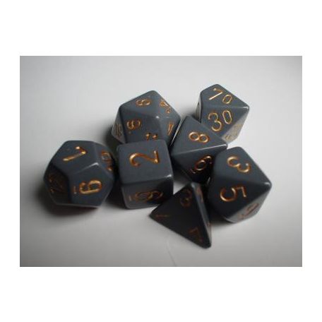 Chessex Opaque Polyhedral 7-Die Sets - Dark Grey w/copper-25420