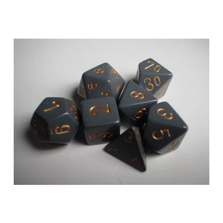 Chessex Opaque Polyhedral 7-Die Sets - Dark Grey w/copper-25420
