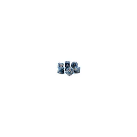 Chessex Opaque Polyhedral 7-Die Sets - Dusty Blue w/gold-25426