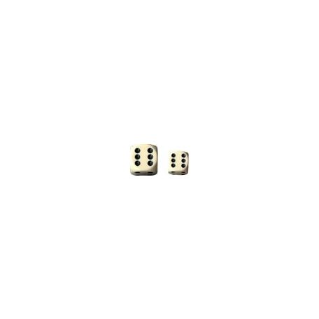 Chessex Opaque 16mm d6 with pips Dice Blocks (12 Dice) - Ivory w/black-25600
