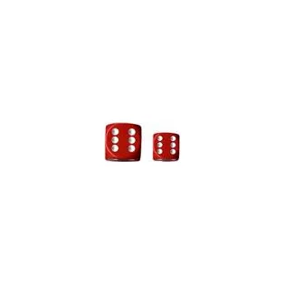 Chessex Opaque 16mm d6 with pips Dice Blocks (12 Dice) - Red w/white-25604