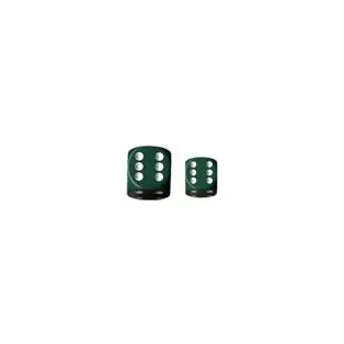 Chessex Opaque 16mm d6 with pips Dice Blocks (12 Dice) - Green w/white-25605