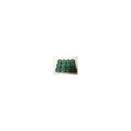 Chessex Opaque 16mm d6 with pips Dice Blocks (12 Dice) - Dusty Green w/gold-25615