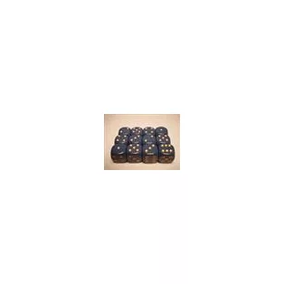 Chessex Opaque 16mm d6 with pips Dice Blocks (12 Dice) - Dusty Blue w/gold-25626