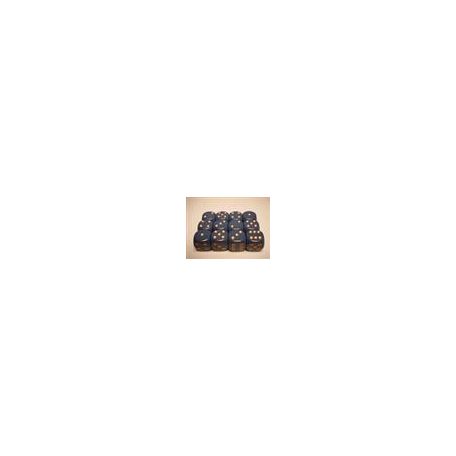 Chessex Opaque 16mm d6 with pips Dice Blocks (12 Dice) - Dusty Blue w/gold-25626