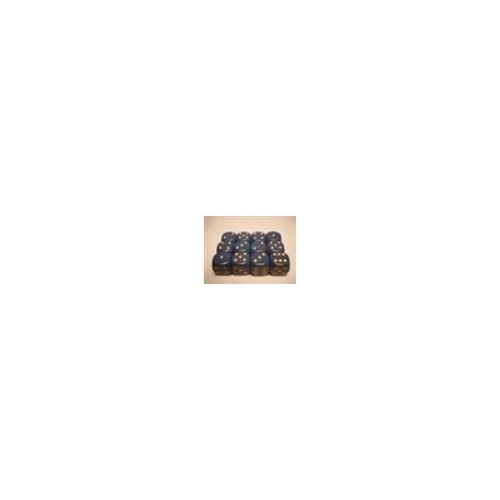 Chessex Opaque 16mm d6 with pips Dice Blocks (12 Dice) - Dusty Blue w/gold-25626