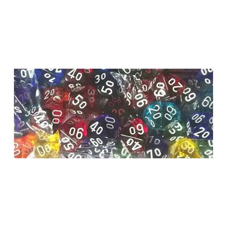 Chessex Translucent Bags of 50 Dice - Translucent Tens 10-29611