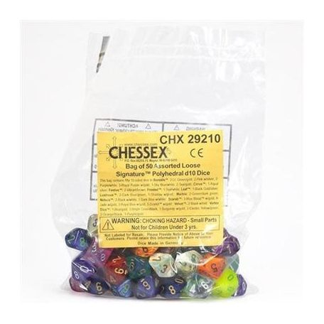 Chessex Signature Bags of 50 Asst. Dice - Poly. d10 Dice-29210